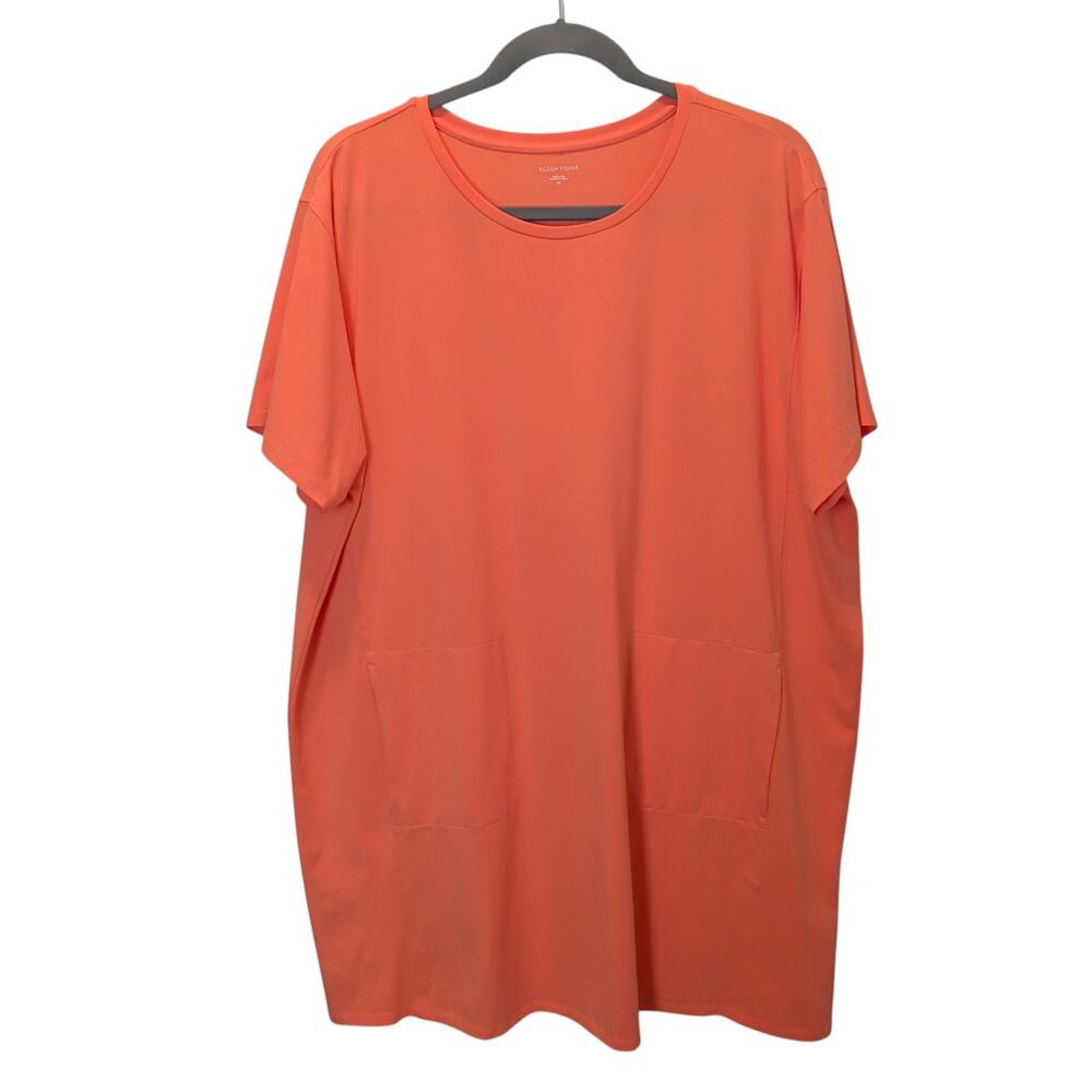 Eileen Fisher Womens Plus Sz 3X Peach T Shirt Tunic Dress Organic Cotton Stretch